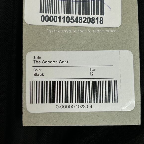 Everlane The Italian ReWool Cocoon Coat Heathered Black Women 12 NWT Button - Picture 10 of 11